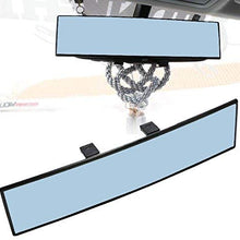 iJDMTOY Universal Fit JDM 300mm 12-Inch Wide Anti-Glare Blue Tint Curve Convex Clip On Rear View Mirror For Car SUV Van Truck, etc