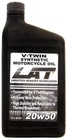 LAT 22442 'V-Twin' 20W-50 Synthetic Motorcycle Oil - 1 Quart Bottle, (Pack of 12)