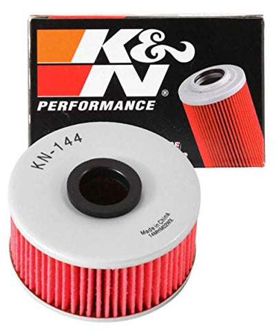 K&N Motorcycle Oil Filter: High Performance, Premium, Designed to be used with Synthetic or Conventional Oils: Fits Select Yamaha Vehicles, KN-144