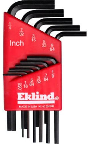 EKLIND 10111 Hex-L Key allen wrench - 11pc set SAE Inch Sizes .050-1/4 Short series