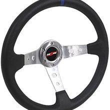 Rxmotor Drifting Deep Dish 350mm 6 Hole Sport Steering Wheel Racing Trim Universal (CHROME BLUE)