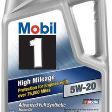 Mobil 1 5W-20 High Mileage Advanced Full Synthetic Motor Oil, 5 qt.