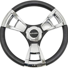 Gussi Italia Model 13 Chrome/Black Premium Italian-Made Steering Wheel for Golf Carts - No Hub Adapter Needed (Club Car Precedent/Tempo)