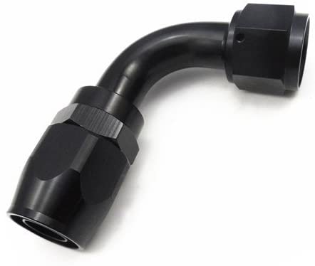 Upgr8 Universal Aluminum Oil/Fuel/Water/Fluid/Air Line Hose End Fitting (-10AN Swivel, 90 Degree Black)