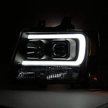 For 2007-2014 Chevy Suburban | Tahoe | Avalanche Left + Right Black LED DRL Projector Head Lights Pair