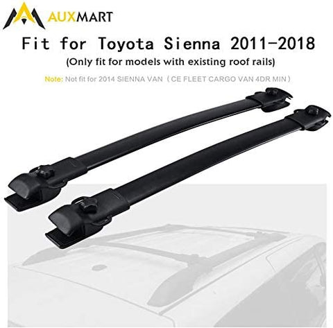 AUXMART Roof Rack Cross Bars 1 Pair Aluminum Rooftop Rail Bars Compatible for Toyota Sienna 2011-2018 Luggage Rack Cargo Carrier OE Style