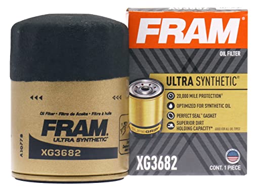 FRAM Ultra Synthetic Automotive Replacement Oil Filter, Designed for Synthetic Oil Changes Lasting up to 20k Miles, XG3682 with SureGrip (Pack of 1)