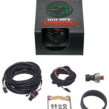 MaxTow Double Vision 60 PSI Turbo Boost Gauge Kit - Includes Electronic Pressure Sensor - Black Gauge Face - Green LED Illuminated Dial - Analog & Digital Readouts - for Diesel Trucks - 2-1/16" 52mm