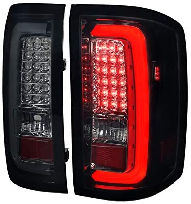 For Glossy Black GMC Sierra 1500 Pickup Smoke Lens Rear Brake Lamps LED Tail Lights