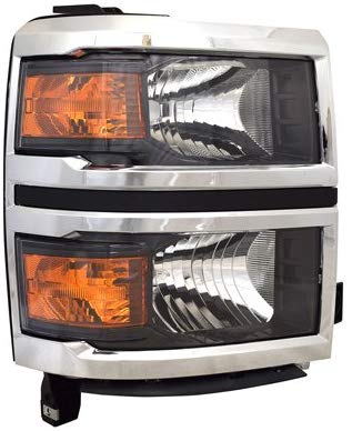 New Right Passenger Side Halogen Headlight Assembly For 2014-2015 Chevrolet Pickup Chevy Silverado 1500 Fits WT And LT Models, Without Projector, Chrome GM2503410