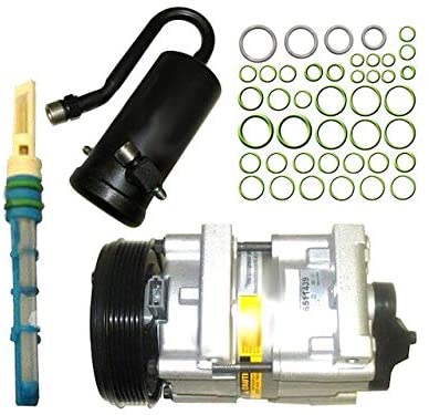 A/C Compressor Kit - 6 Groove - with Compressor, Accumulator/Drier, Front Expansion Valve, and O-ring Seal Kit - Compatible with 1991-1993 Ford F-150