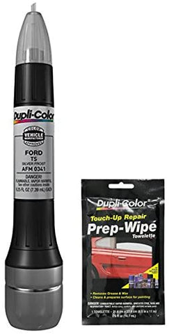 Dupli-Color AFM0341 Silver Frost Exact-Match Scratch Fix All-in-1 Touch-Up Paint for Ford Vehicles (TS) Bundle with Prep Wipe Towelette (2 Items)