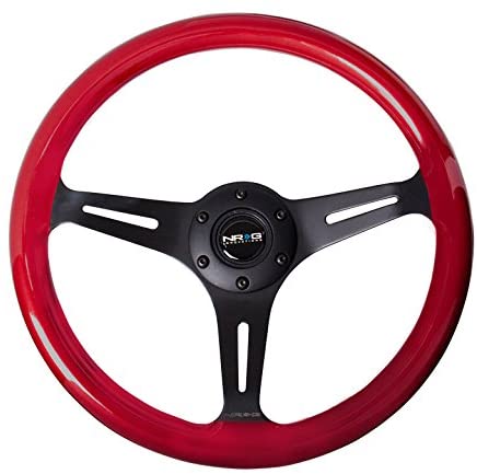 NRG Steering Wheel - 330mm (12.99 inches) - Red Colored Wood - Black Spokes - Part # ST-015BK-RD