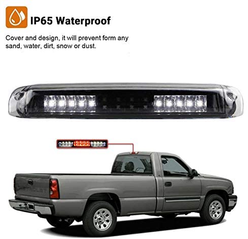 High Mount Waterproof Dual Row LED Third Light Brake Light for 1999-2006 Chevrolet Silverado/GMC Sierra GMT800 (Clear Lens)