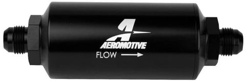 Aeromotive 12375 In-Line Filter (- AN-08 size Male - 10 Micron Microglass Element - Bright-Dip Black)