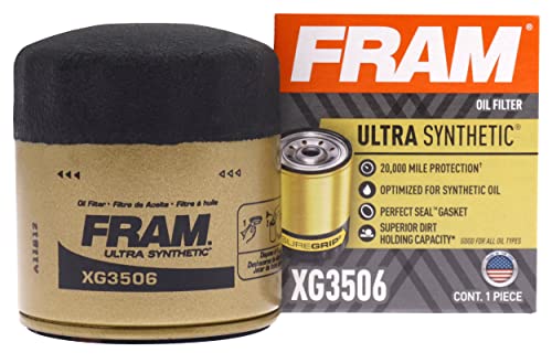 FRAM Ultra Synthetic Automotive Replacement Oil Filter, Designed for Synthetic Oil Changes Lasting up to 20k Miles, XG3506 with SureGrip (Pack of 1)