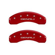 MGP Caliper Covers 34208SDNLRD Red Powder Coat Finish Front and Rear Caliper Cover, Set of 4 (Denali Silver Characters, Engraved)