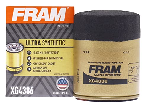 FRAM Ultra Synthetic Automotive Replacement Oil Filter, Designed for Synthetic Oil Changes Lasting up to 20k Miles, XG4386 with SureGrip (Pack of 1)