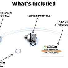 ValvoMax Stainless Oil Drain Valve - No Tools, No Mess, Fast Drain - for M14-1.50 - Plastic Drain Hose Attachment