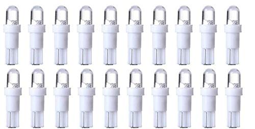 20 Pack T5 Wedge 1 LED Car Auto Dashboard Gauge Side Light Bulb Lamp 37 58 70 73 74 White 12V