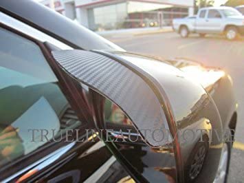 TRUE LINE Automotive Two Piece Carbon Fiber Black Mirror Rain Visor Guard