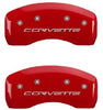 MGP Caliper Covers 13008SCV6RD, Caliper Cover Compatible With Corvette C6, Logo Type Brake Cover with Red Powder Coat Finish and Silver Characters, 4 Pack