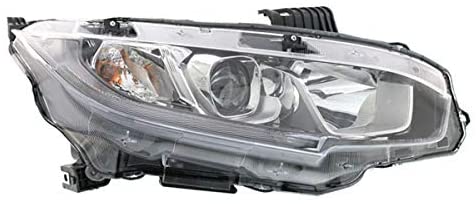 Koolzap For CAPA 16-19 Civic Front Headlight Headlamp Halogen Head Light w/Bulb Right Side