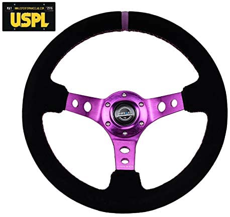 NRG Innovations Reinforced Suede Steering Wheel RST-006S-PP + U.S. Performance Lab Air Freshener