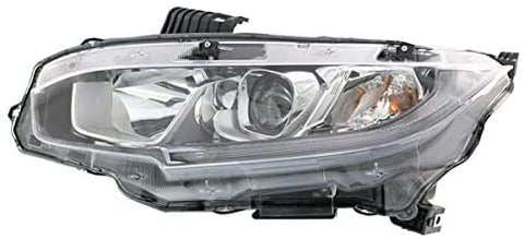 Partomotive For 16-19 Civic Front Headlight Headlamp Halogen Head Light w/Bulb Driver Side