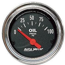 AUTO METER 2522 Traditional Chrome Electric Oil Pressure Gauge, Regular, 2.3125 in.
