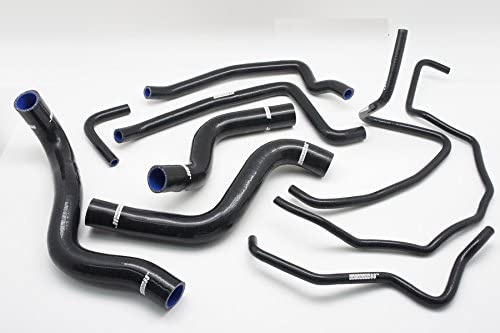 Autobahn88 Radiator Coolant & Heater Silicone Hose Kit fits for 2003-2012 Mazda RX8 SE3P 13B MSP (Black -with Clamp Set)