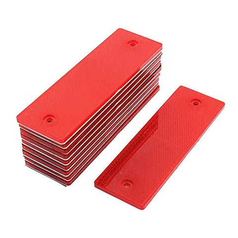 S SYDIEN 10Pcs Red Rectangular Stick-On/Screw-Mount Reflector with Chrome Plastic Trim for Trucks,Trailers, RVs and Buses