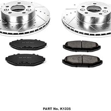 Power Stop K1335 Front Brake Kit with Drilled/Slotted Brake Rotors and Z23 Evolution Ceramic Brake Pads,Silver Zinc Plated