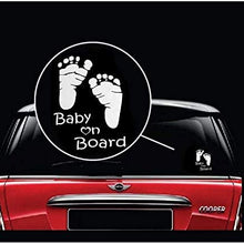 TOTOMO Baby on Board Sticker - (Set of 2) Funny Cute Cool Safety Caution Decal Sign for Car Windows and Bumpers - Footprint ALI-037