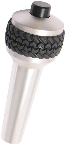 DV8 Offroad | Replacement Automatic Transmission Shift Knob for Wrangler TJ | Billet Aluminum | Includes Patented Tire Tread Rubber Grip | Silver Finish