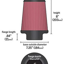 Airaid 700-461 Universal Clamp-On Air Filter: Round Tapered; 6 in (152 mm) Flange ID; 8 in (203 mm) Height; 7.25 in (184 mm) Base; 5 in (127 mm) Top