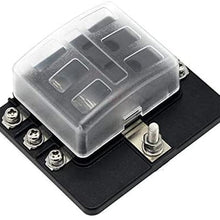 12V 24V 6-Way Car Truck Auto Blade Fuse Box Fuse Block Holder with Fuses for Car Marine Waterproof Cover Blade Fuse Holder