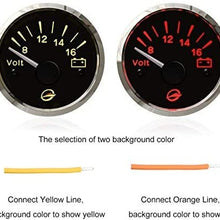 THALASSA 12V Electrical Voltmeter Gauge Meter - 2" 52mm, IP67 Protection Rates Device Red/Yellow Backlight Designed 8-16V Negative Ground Systems Install on SUV Boat Car