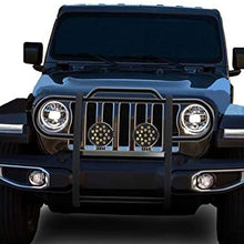 Black Horse Off Road 17JPJLMA-PLB Black Grille GuardKit with 7" Black LED Lights Compatible with 2020 2021 Jeep Gladiator / 2018 2021 Jeep Wrangler