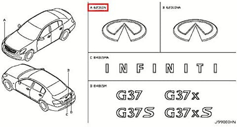 Infiniti Genuine Radiator Grille Infiniti Emblem 62890-JK60A G35/37/25 SEDAN