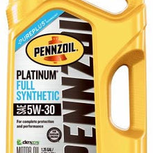 Pennzoil 550046126 Platinum Full Synthetic Motor Oil With Pureplus, 5w-30, 5 Qt (Pack of 3)