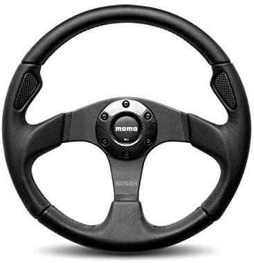 MOMO JET35BK0B Jet Black 350 mm Leather Steering Wheel