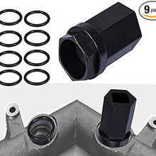 High Pressure Oil Rail Ball Tube O-Rings Repair Kit & Nipple Cup Socket for Ford 6.0L Diesel 2003-2007 (9 Pcs）