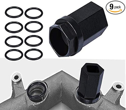 High Pressure Oil Rail Ball Tube O-Rings Repair Kit & Nipple Cup Socket for Ford 6.0L Diesel 2003-2007 (9 Pcs）