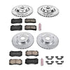 Power Stop K4023 Front and Rear Z23 Carbon Fiber Brake Pads with Drilled & Slotted Brake Rotors Kit