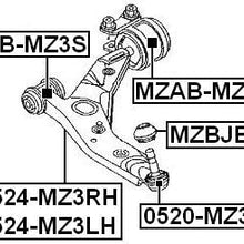 REAR ARM BUSHING FRONT ARM WITH SHAFT - Febest # MZAB-MZ3B - 1 Year Warranty