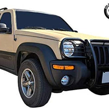 Black Horse Off Road 17EH26MA-PLB Black Grille Guard Kit with 7" Black LED Lights Compatible with 2002 2007 Jeep Liberty