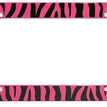 Motorup America Auto License Plate Frame Cover 2-Pack - Fits Select Vehicles Car Truck Van SUV - Wild Pink Zebra Print