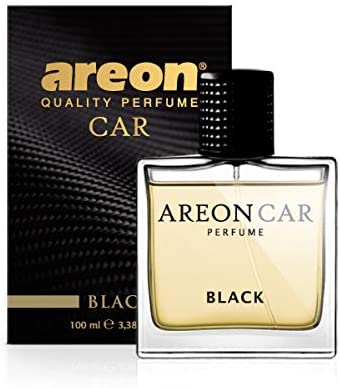 AREON Car Perfume 1.7 Fl Oz. (100ml) Glass Bottle Cologne Air Freshener for Cars, Black