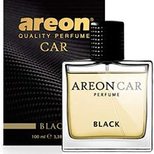 AREON Car Perfume 1.7 Fl Oz. (100ml) Glass Bottle Cologne Air Freshener for Cars, Black